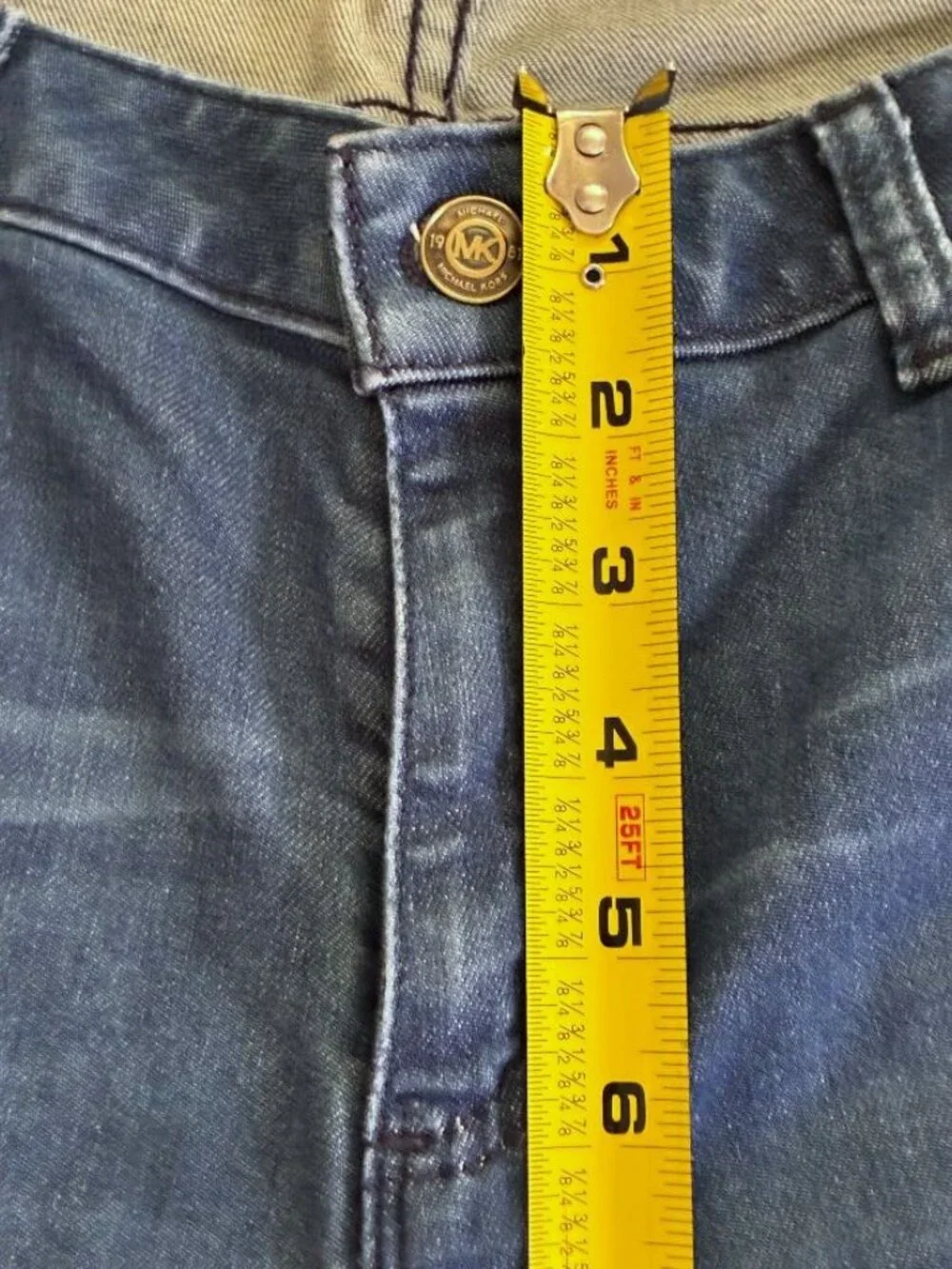 Share Michael Kors Izzy Skinny Jeans Medium Wash Crop Raw High/Low Hem Size 8